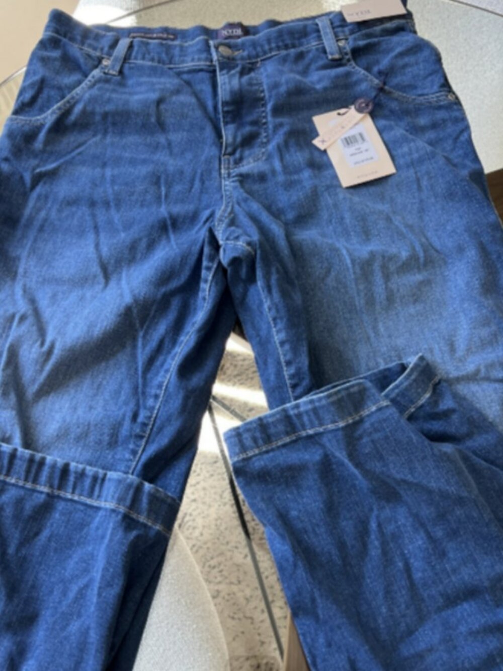 NYDJ Brooke Loose Straight Jeans Opera Blue High Rise Size 10 Petite New